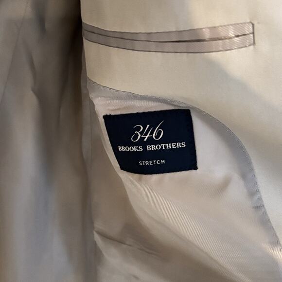 Brooks Brothers Suit Tan Stone 46R Cotton Blend Stretch Jacket 41x29 Pleats Pant - Picture 6 of 11